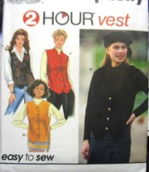 9205  SIMPLICITY 2 HR LINED BUTTON BACK TIE VESTS PATTERN 12-16 UNCUT